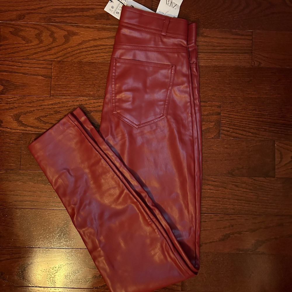 Zara Red Leather Pants